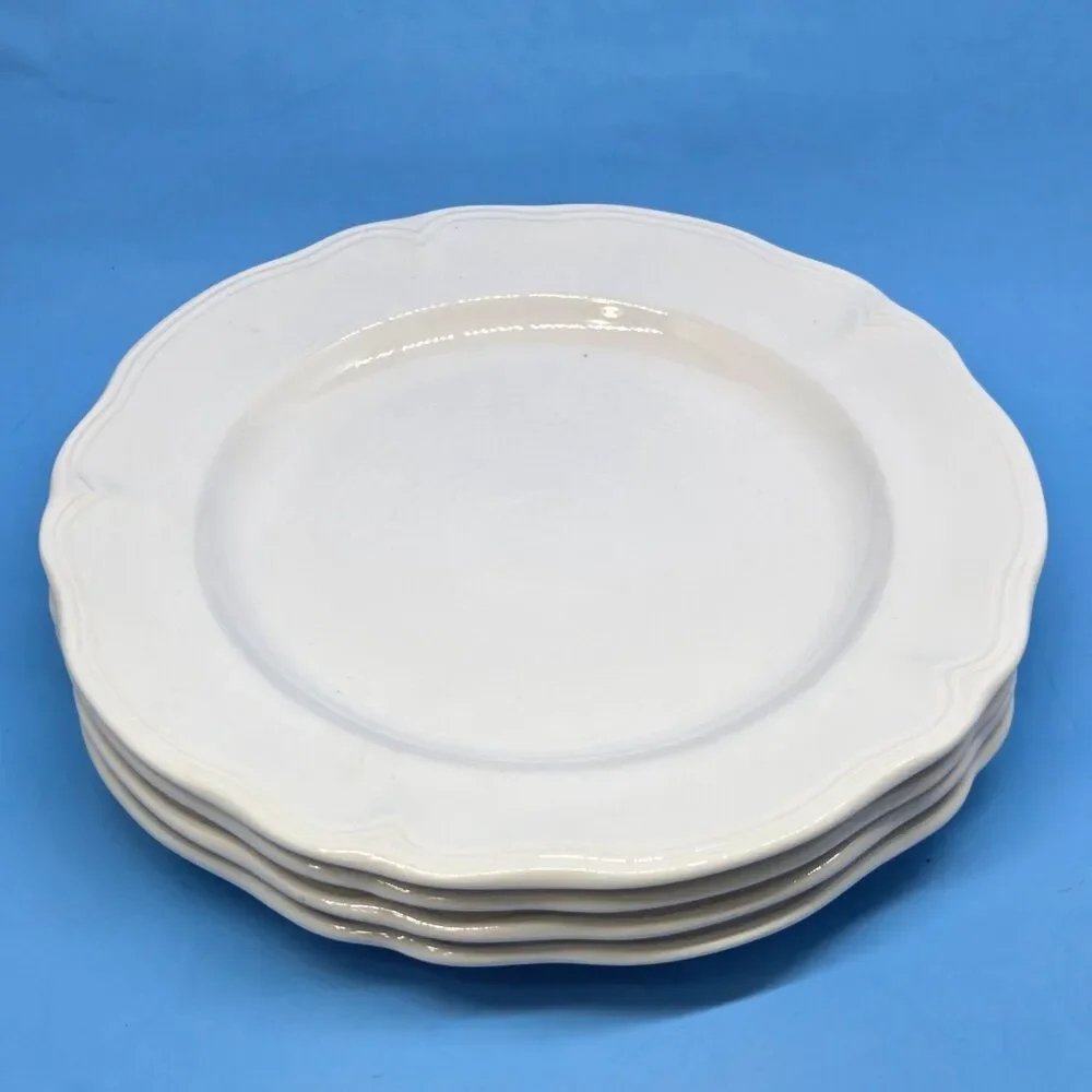 4 Federalist Ironstone White 10 5/8” Dinner Plates 4238 Made in Japan Read